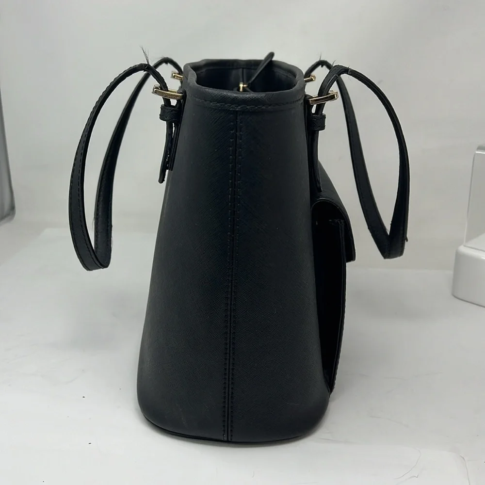 Michael Kors Jet Set Medium Black Saffiano Leather Tote Hand Bag - Picture 4 of 13